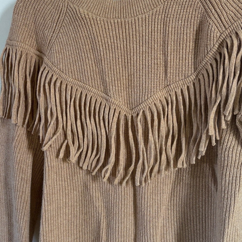 LOFT Tan Fringe Sweater - Picture 2 of 3